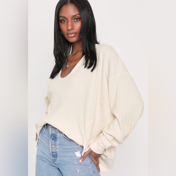 We The Free Buttercup Cream Oversized Long Sleeve Thermal Top size small - Picture 1 of 10